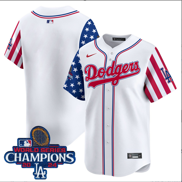 Men MLB Los Angeles Dodgers blank American Style white 2024 World Series Champions  Limited Jersey
